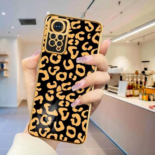 JIEZUIMEI Handyhülle für XiaoMi RedMi Note 11 Pro 4G / 5G Hülle, Ultra Dünn Case Leopard Muster Mädchen Galvanisierte Weich TPU Silikon Schutzhülle Cover für RedMi Note 11 Pro 4G/5G Schwarz von JIEZUIMEI