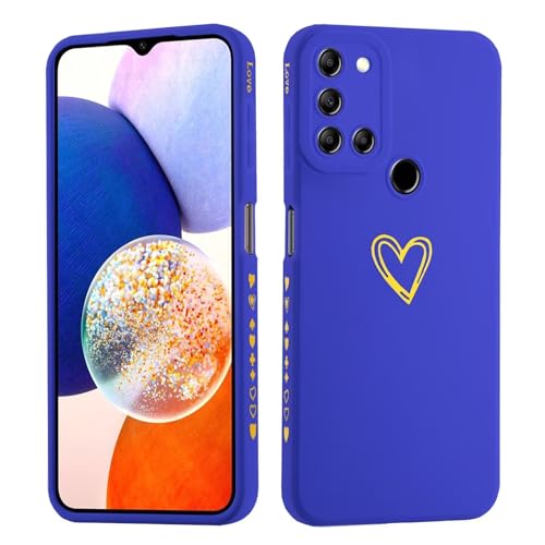 JIEZUIMEI Hülle für Samsung Galaxy A21S, Dünn Silikon TPU Bumper Handyhülle mit süß Herz Muster Motiv, Ultradünn Mädchen Stoßfest Kratzfeste Schutzhülle Case Cover-Navy blau von JIEZUIMEI