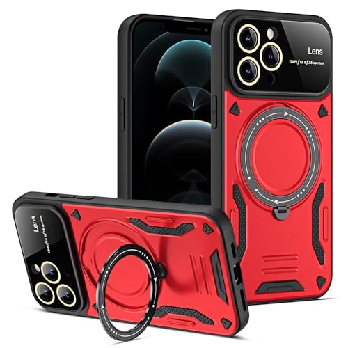 JIEZUIMEI Hülle für iPhone 14 Pro 6.1,PC/TPU Silikon Bumper Kratzfeste Handyhülle mit [Ständer][Magnetisch],Militärqualität Outdoor Stoßfeste Schutzhülle Case Cover, Rot von JIEZUIMEI
