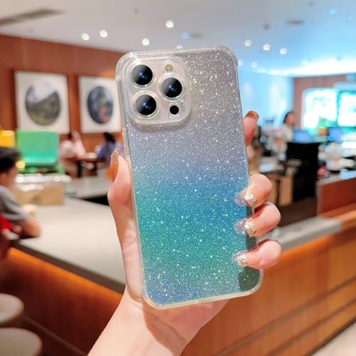 JIEZUIMEI Kompatibel mit iPhone 15 Pro Max Hülle,Bling Funkeln Glitzer Glänzend Weiche Kratzfest Silikon Dünn Schutzhülle Handyhülle(Blau) von JIEZUIMEI
