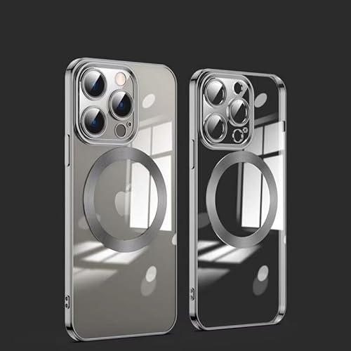 JIEZUIMEI Magnetic Handyhülle für iPhone 14 Pro Max Hülle mit Kameraobjektivschutz [Magnetisches Aufladen] Galvanik Stoßfeste, Dünne TPU Silikon Schutzhülle für iPhone 14 Pro Max Schwarz von JIEZUIMEI