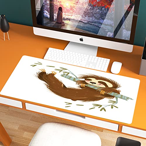 XXL Speed Gaming Mauspad 800 x 400mm,Faultier, Happy Cheerful Animal Swinging auf Ast handgezeichnete Cartoon Illust,XXL Mousepad - Tischunterlage Large Size - verbessert Präzision und Geschwindigkeit von JIFOME