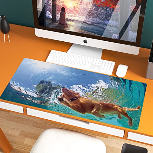 XXL Speed Gaming Mauspad 800 x 400mm,Lustig, Unterwasser Foto von Golden Labrador Retriever Welpe Schwimmen im Pool,XXL Mousepad - Tischunterlage Large Size - verbessert Präzision und Geschwindigkeit von JIFOME