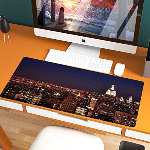 XXL Speed Gaming Mauspad 800 x 400mm,New York, New York bei Nacht Empire Building im Nordosten der überfüllten Stadt,XXL Mousepad - Tischunterlage Large Size - verbessert Präzision und Geschwindigkeit von JIFOME