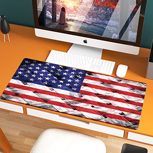 XXL Speed Gaming Mauspad 800 x 400mm,Rustikale amerikanische USA-Flagge, Unabhängigkeitstag des vierten Juli Thatch,XXL Mousepad - Tischunterlage Large Size - verbessert Präzision und Geschwindigkeit von JIFOME