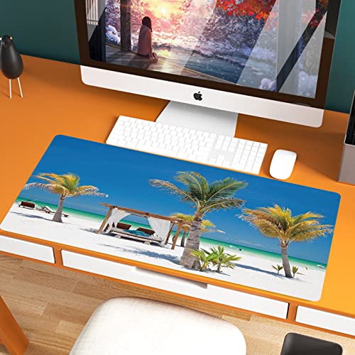 XXL Speed Gaming Mauspad 800 x 400mm,Tropisch, Strandbetten unter Palmen Paradies Küste Urlaub Sommer Ozean Sonnen B,XXL Mousepad - Tischunterlage Large Size - verbessert Präzision und Geschwindigkeit von JIFOME