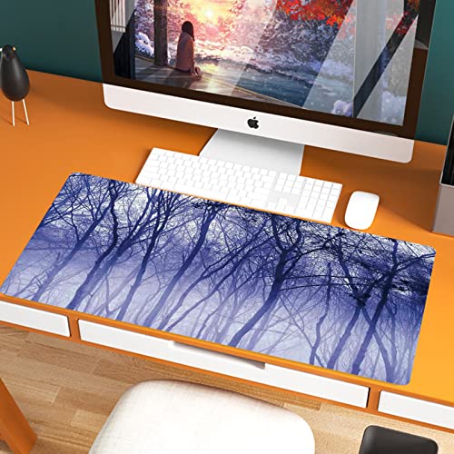 XXL Speed Gaming Mauspad 800 x 400mm,Wald Dekor, nebligen nebligen Bäumen in einem Winter Wald Landschaft Landschaft,XXL Mousepad - Tischunterlage Large Size - verbessert Präzision und Geschwindigkeit von JIFOME