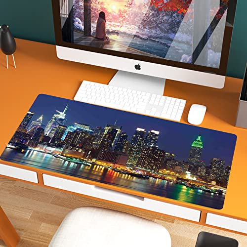 XXL Speed Gaming Mauspad 800 x 400mm,York, NYC Midtown Skyline in abendlichen Wolkenkratzern Amazing Metropolis City,XXL Mousepad - Tischunterlage Large Size - verbessert Präzision und Geschwindigkeit von JIFOME