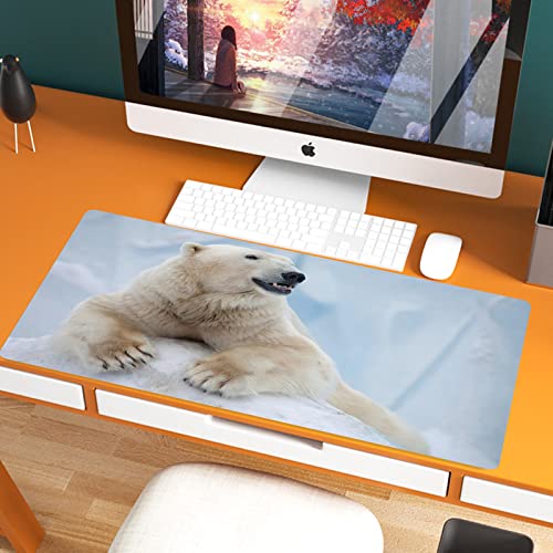 XXL Speed Gaming Mauspad 800 x 400mm,Zoo, Porträt des großen weißen Eisbären auf Eiskrallen Antarktis Nord Im Freien,XXL Mousepad - Tischunterlage Large Size - verbessert Präzision und Geschwindigkeit von JIFOME