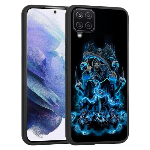 Kompatibel mit Samsung Galaxy A12 Hülle – Horror Death Skull Slim Soft TPU Stoßfest Schutzhülle für Frauen Mädchen von JIHANFENYUE