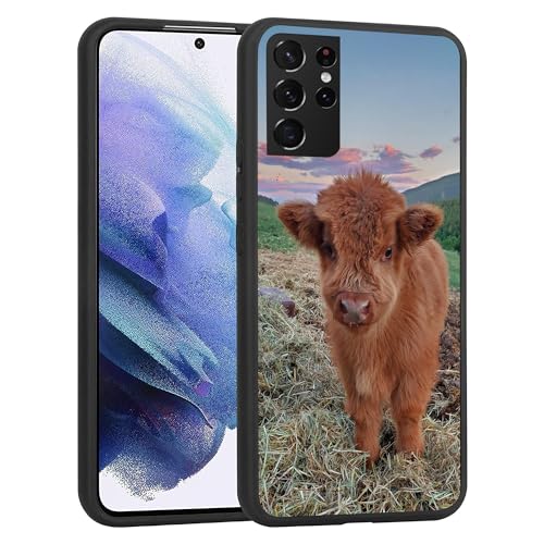 JIHANFENYUE Kompatibel mit Samsung S20 FE Hülle - Niedliche Kuh Hochland Kuh Bauernhof Tier Slim Soft TPU Stoßfest Schutzhülle für Frauen Mädchen von JIHANFENYUE