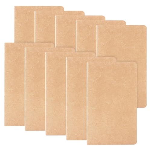 JIHUOO 10 Stück 8 x 14 cm Taschennotizbücher, kleine Notizblöcke, kleine Notizblöcke, Notizbuch, Taschenformat, Tagebücher, Skizzenbücher, Schulbedarf für Studenten, Reisende, Braun von JIHUOO