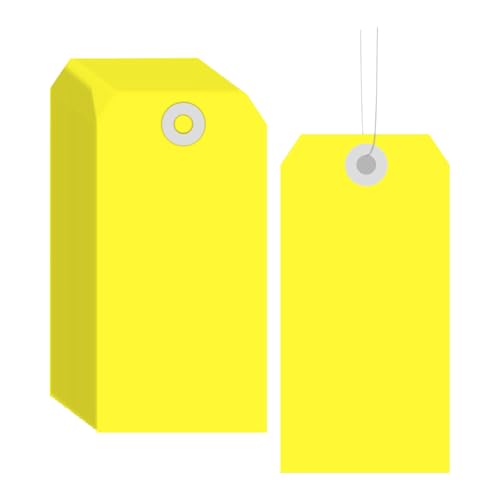 JIHUOO 100 Stück 6 x 12 cm Blanko-Papier-Versandanhänger mit Draht, kleine Papieranhänger, beschreibbare Geschenkanhänger, Gepäck-Namensschilder, Inventarkennzeichnung, Kleidung, Preisschilder von JIHUOO