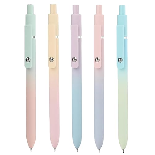 JIHUOO 5 Stück einziehbare Gelstifte feine Spitze glattes Schreiben Stifte ästhetische Stifte schwarze Tinte Stifte Roller Kugelschreiber für Schule Büro Farbverlauf von JIHUOO