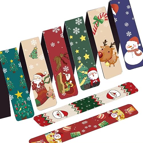 Magnetic Bookmark Christmas JIJICZ 8 PCS Magnet Xmas Page Marker for Kids Adults Stationery Book Reading Magnetic Books Marks Set for Girls Boys von JIJICZ