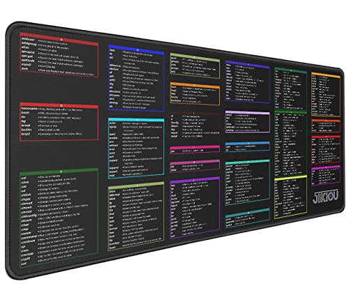 JIKIOU Linux Commands Line Mauspad, erweitertes großes Spickzettel-Mauspad, Shortcuts zu Kali/Red Hat/Ubuntu/OpenSUSE/Arch/Debian/Unix Programmierer, rutschfeste Lycra-Gaming-Schreibtischunterlage JIKIOU Linux Commands Line Mauspad, erweitertes großes Spickzettel-Mauspad, Shortcuts zu Kali/Red Hat/Ubuntu/OpenSUSE/Arch/Debian/Unix Programmierer, rutschfeste Lycra-Gaming-Schreibtischunterlage von JIKIOU