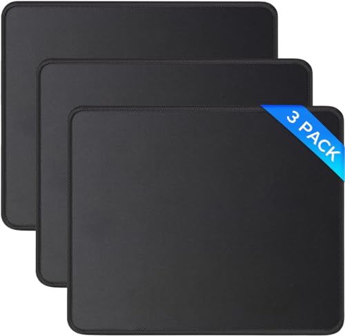 JIKIOU Mauspad, 3er-Pack, Mauspad mit genähtem Rand, rutschfeste Gummiunterseite, waschbar, schwarz, mit Lycra-Tuch für Gaming, Zuhause und Büro, 25,9 x 21,1 x 0,3 cm, Schwarz JIKIOU Mauspad, 3er-Pack, Mauspad mit genähtem Rand, rutschfeste Gummiunterseite, waschbar, schwarz, mit Lycra-Tuch für Gaming, Zuhause und Büro, 25,9 x 21,1 x 0,3 cm, Schwarz von JIKIOU
