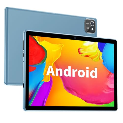 JIKOCXN 10 Zoll Tablet, Android Tablet with 3GB RAM+64GB ROM 512GB Erweiterung, Quad Core Prozessor Tablet PC, 1280 x 800 IPS HD Bildschirm, 6000mAh Akku, Dual Kamera, GPS, WiFi (Blau) von JIKOCXN
