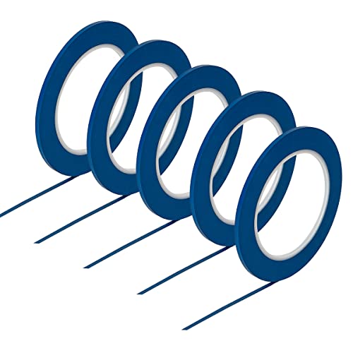 JINBING Vinyl Fine Line Fineline Automotive Nadelstreifen Abdeckband Malerband für Kurven Blau (3 mm, 5 Rollen) von JINBING