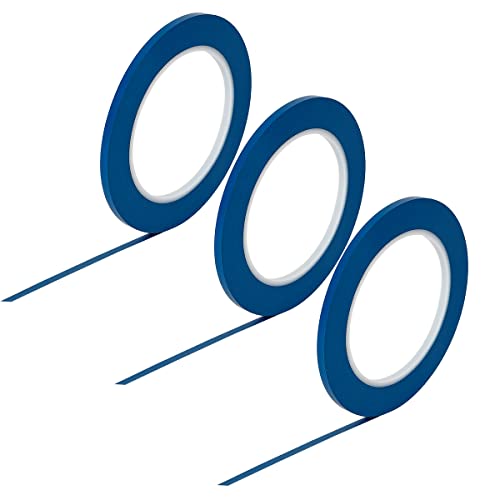 JINBING Vinyl Fine Line Fineline Automotive Nadelstreifen Abdeckband Malerband für Kurven Blau (4 mm, 3 Rollen) von JINBING