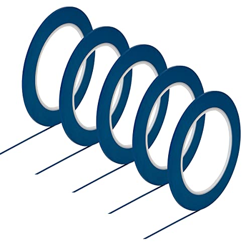 jinbing Vinyl Fine Line Fineline Automotive Nadelstreifen Abdeckband Malerband für Kurven Blau (2 mm, 5 Rollen) von JINBING