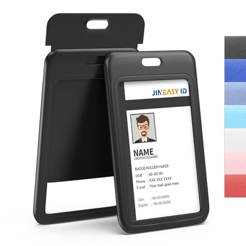 JINEASY ID Ausweishalter aus Hartplastik, für Büro, Schule, Arbeit, Schlüsselkarten, Schwarz, 50 Stück von JINEASY ID