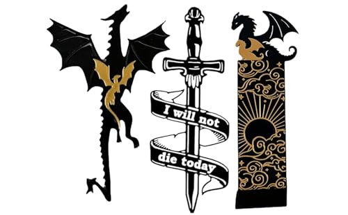 Buchmarker Drache | Drachen Lesezeichen | Cooles Schwarz Mit Sonne Und Wolken | Buchmarker Bücherregal Dekoration | Geschenk Schreibwaren Für Jungen Und Mädchen von JINGAN