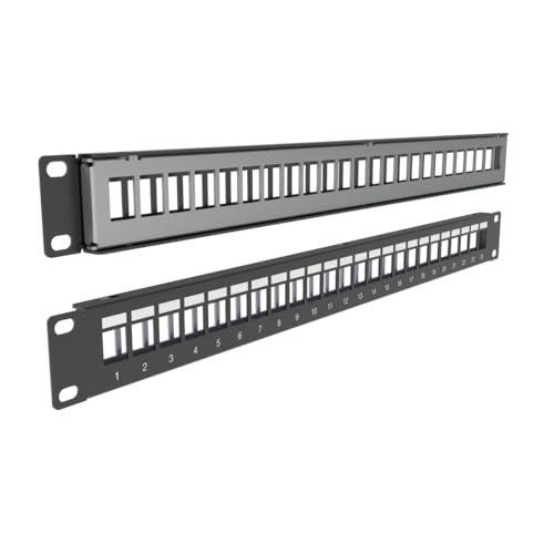 JINGCHENGMEI 1U 19 Zoll Rackmount Gehäuse, 24-Port Blank Keystone Patchpanel, 2 Stück von JINGCHENGMEI