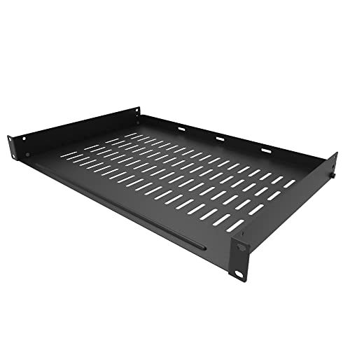 JINGCHENGMEI 1U belüftetes Rackregal Universal Rack Tray No Lip for 19 Inches Network Cabinet or Server Rack (12 Inches Deep) von JINGCHENGMEI