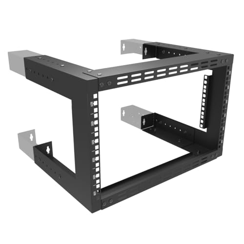 JINGCHENGMEI 6U Wandhalterung, 48,3 cm (19 Zoll), belüftet, Server-Rack, offener Rahmen, Halterung für AV, IT, Netzwerkgeräte, 33 - 45,7 cm, verstellbare Tiefe, Schwarz (6UVented) von JINGCHENGMEI