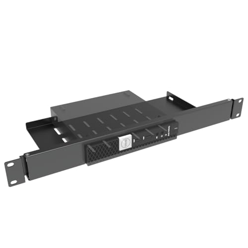 JINGCHENGMEI Mini-Rackhalterung für Dell OptiPlex Micro Form Factor Case-1U Scharnier-Server-Rackregal mit leicht zugänglichen Netzwerkverbindungen im 48,3 cm Netzwerkschrank oder Server-Rack von JINGCHENGMEI