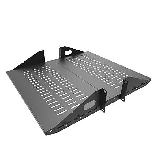 Jingchengmei 2U Cantilever Server Shelf Rack Mount-19 Inch 2 Piece Set Center Weighted for AV/Data Equipment Enclosure (2U2PC10V, Schwarz) von JINGCHENGMEI