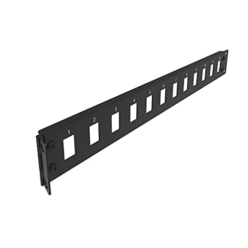 Jingchengmei Leeres 12 Port Patchpanel Modular für Keystone 1HE 19 Zoll Rackeinbau Netzwerk, Schwarz(H1UKS12H) von JINGCHENGMEI