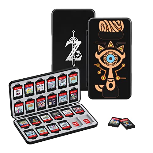 JINGDU Game Card Case für Nintendo Switch, robuste & tragbare 48 Slots Spiele Aufbewahrungsbox mit 24 Game Card Slots und 24 Micro SD Card Slots(Shika Stone) von JINGDU