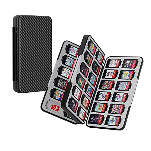 JINGDU Game Card Case für Nintendo Switch, tragbare & dünne Hartschalenbox, schützende, stoßfeste Cartridge-Halterung, Aufbewahrungsbox mit 48 Cartridge-Slots für Switch NS/OLED/Lite-Black von JINGDU
