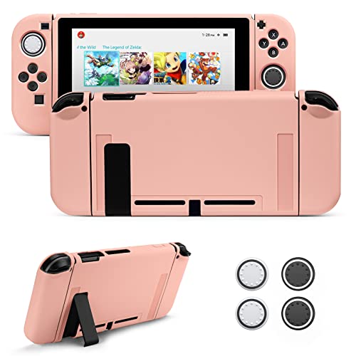 JINGDU Hülle für Nintendo Switch NS,Nintendo Switch NS Schutzhülle aus Weichem TPU,Stoßfeste Abdeckung Case mit 4 Joystick Kappen für Switch NS 2017,Rosa von JINGDU