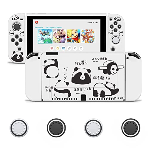 JINGDU Hülle für Nintendo Switch OLED,Schutzhülle Slim Cover Kompatibel mit Nintendo Switch OLED und Joy Con mit 4 Joystick Kappen für Switch OLED 2021,Panda von JINGDU