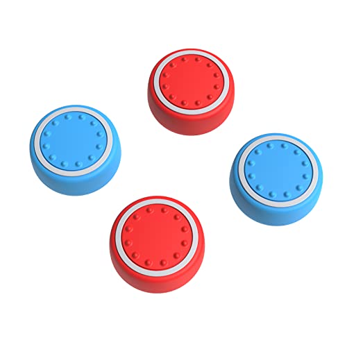 JINGDU Kappen Kompatibel mit Nintendo Switch Joystick,Weiche Silikon Thumb Grip Niedlich 3D Analog Stick Abdeckung für Switch/Switch OLED/Switch Lite,Red and Blue von JINGDU