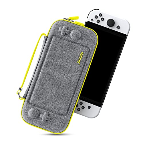 JINGDU Tasche Hülle Kompatibel mit Nintendo Switch/ Switch OLED,Schutzhülle Tragetasche Hard Case Kompatibel mit Switch Konsole und 9 Spiele,Grey von JINGDU