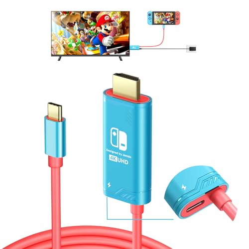 JINGDU USB-C-auf-HDMI-Kabel kompatibel mit Nintendo Switch, tragbarer HDMI-Adapter für NS-Standard/OLED-Modell, Steam Deck, Laptop, Telefon, ersetzt das Original-Dock, reisefreundlich, 4K, 2 m, Blau von JINGDU