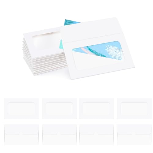 100 Stück Weiß Briefumschläge mit Transparente Fenster Geschenkumschläge Kraftpapier Gift Card Envelopes für Geschenkkarten, Visitenkarten 10x6cm von JINGHANGER