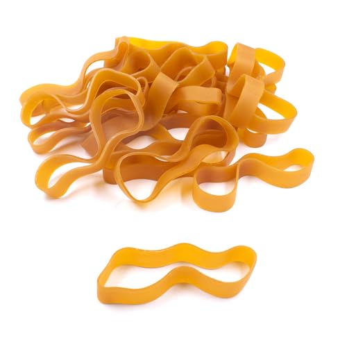 24 Stück Gummibänder 16x2 cm Gummiringe Breit Haushaltsgummi Langlebig und Reißfest Gummis für Büro Zuhause Schulbedarf und Camping Survival (Gelb) von JINGHANGER