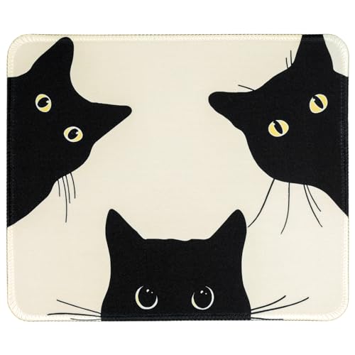 Lustige Mauspad Quadratische Nette Mousepad für Drahtlose Maus Kleines Büro Computer Mousepad für Schreibtisch Laptop mit Rutschfester Gummibasis (DREI Katzen) von JINJIASC