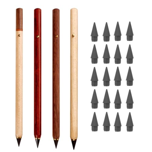 JINJUMEI 4 Stück Ewiger Bleistift, Wiederverwendbarer Everlasting Pencil mit 12 Austauschbarem, Dauerbleistift, Wiederverwendbarer Holz-Infinity-Bleistift, Für Studenten, Heimbüro, Schulbedarf JINJUMEI 4 Stück Ewiger Bleistift, Wiederverwendbarer Everlasting Pencil mit 12 Austauschbarem, Dauerbleistift, Wiederverwendbarer Holz-Infinity-Bleistift, Für Studenten, Heimbüro, Schulbedarf von JINJUMEI