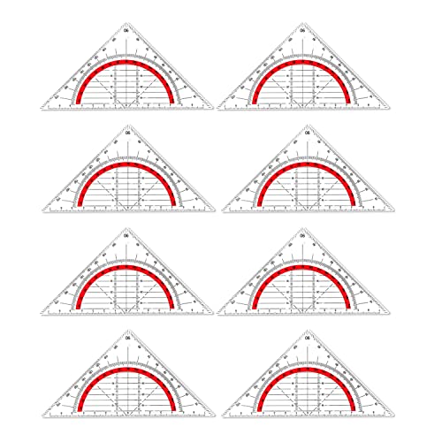 JINJUMEI Geometrie Dreieck, 8 Stück Geodreieck aus Kunststof Flexibles Geodreieck Geodreieck zum Kreise Zeichnen, Geeignet für Studenten Büro Designer Malerei von JINJUMEI