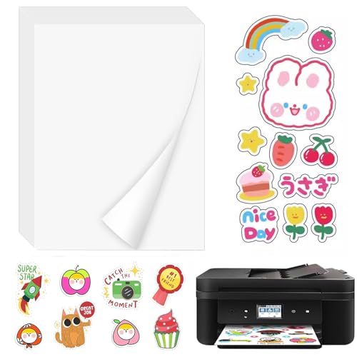 JINJUMEI 10 Blätter A4 Inkjet Vinyl Aufkleber, Reißfest Aufkleberfolie Selbstklebende Folien, Bedruckbares Vinyl Sticker Papier Transparent Aufkleberfolie für Tintenstrahldrucker Laserdrucker JINJUMEI 10 Blätter A4 Inkjet Vinyl Aufkleber, Reißfest Aufkleberfolie Selbstklebende Folien, Bedruckbares Vinyl Sticker Papier Transparent Aufkleberfolie für Tintenstrahldrucker Laserdrucker von JINJUMEI