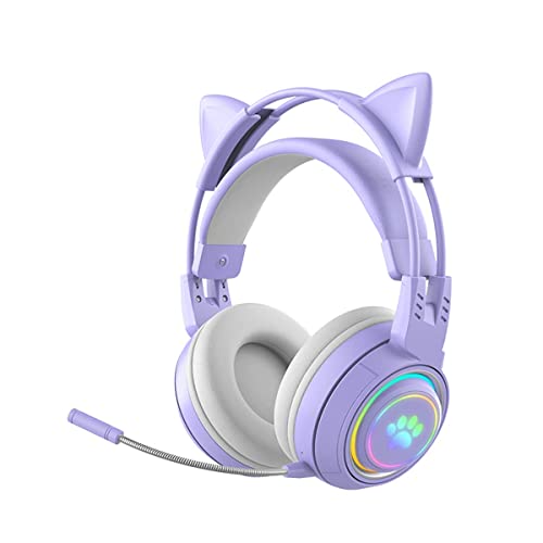 JINSERTA Kinder Bluetooth kopfhörer, Katzenohr Bluetooth Kopfhörer mit RGB Licht, Bluetooth 5.3 Stereo-Gaming-Headset, Over-Ear-Kopfhörer mit 50 mm Treiber für Kinder und Erwachsene von JINSERTA
