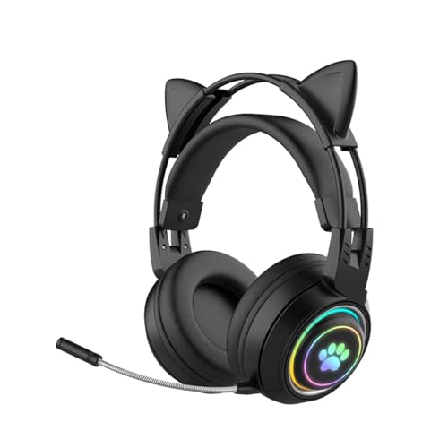 JINSERTA Kinder Bluetooth kopfhörer, Katzenohr Bluetooth Kopfhörer mit RGB Licht, Bluetooth 5.3 Stereo-Gaming-Headset, Over-Ear-Kopfhörer mit 50 mm Treiber für Kinder und Erwachsene von JINSERTA