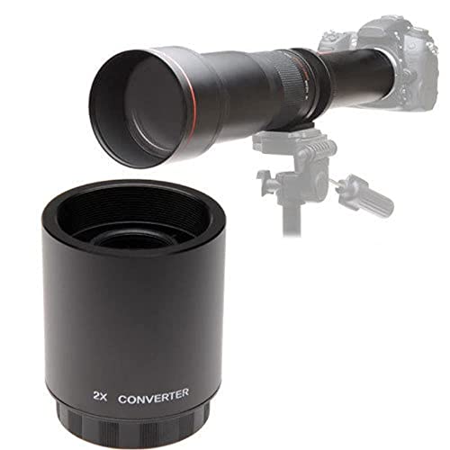 JINTU Telekonverter-Objektiv für T-ount Teleobjektiv, 500 mm, 420–800 mm, 650–1300 mm, 900 mm, Schwarz, 2 Stück von JINTU