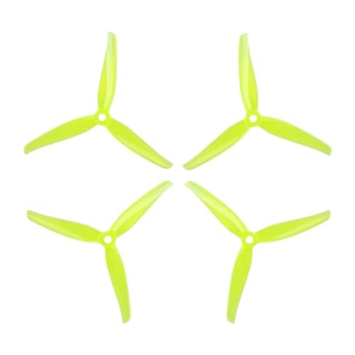 2 Paar IFlight Nazgul F5/5140 5 Zoll 3-Blatt-/Tri-Blatt-Propeller Mit 5-mm-Montageloch, Kompatibel for FPV Racing Freestyle-Drohnen(2pairs F5 Yellow) von JINWPXSR